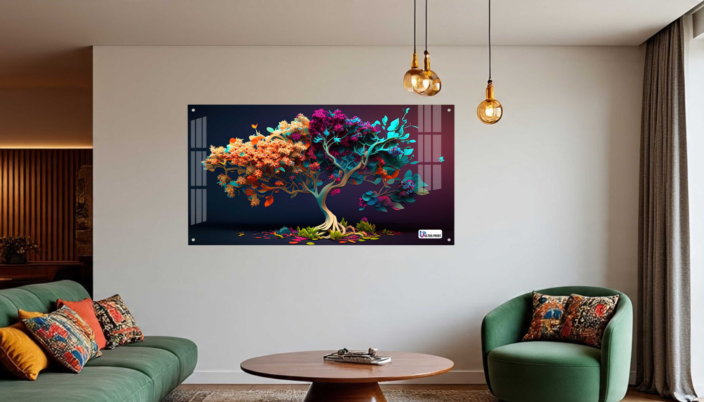 Vibrant Floral Tree Acrylic Wall Art
