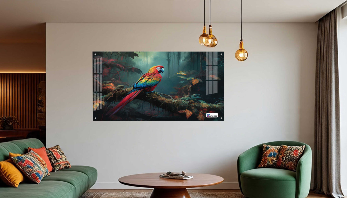 Tropical Macaw Rainforest Acrylic Wall Art