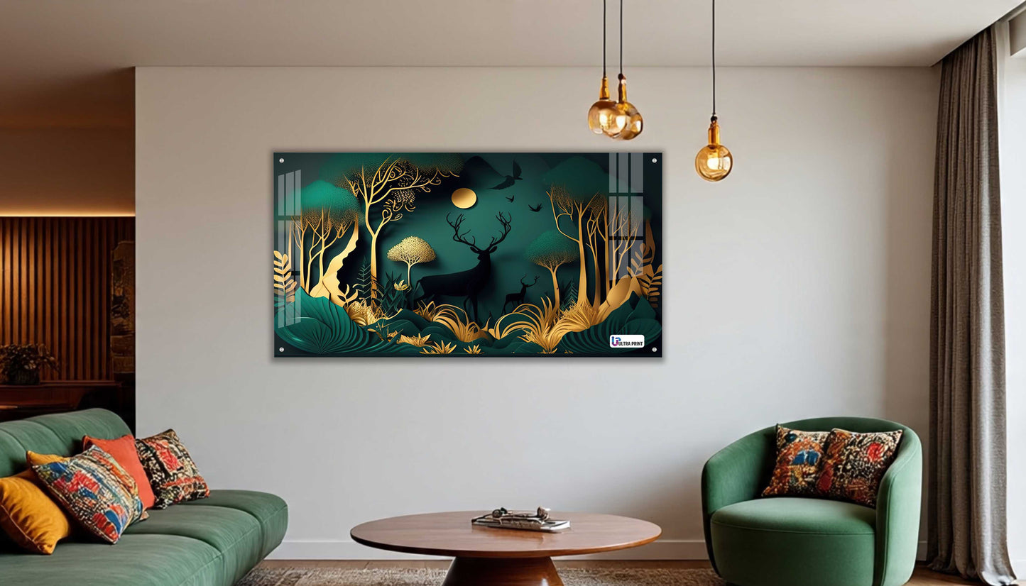 Moonlight Deer Forest Acrylic Wall Art