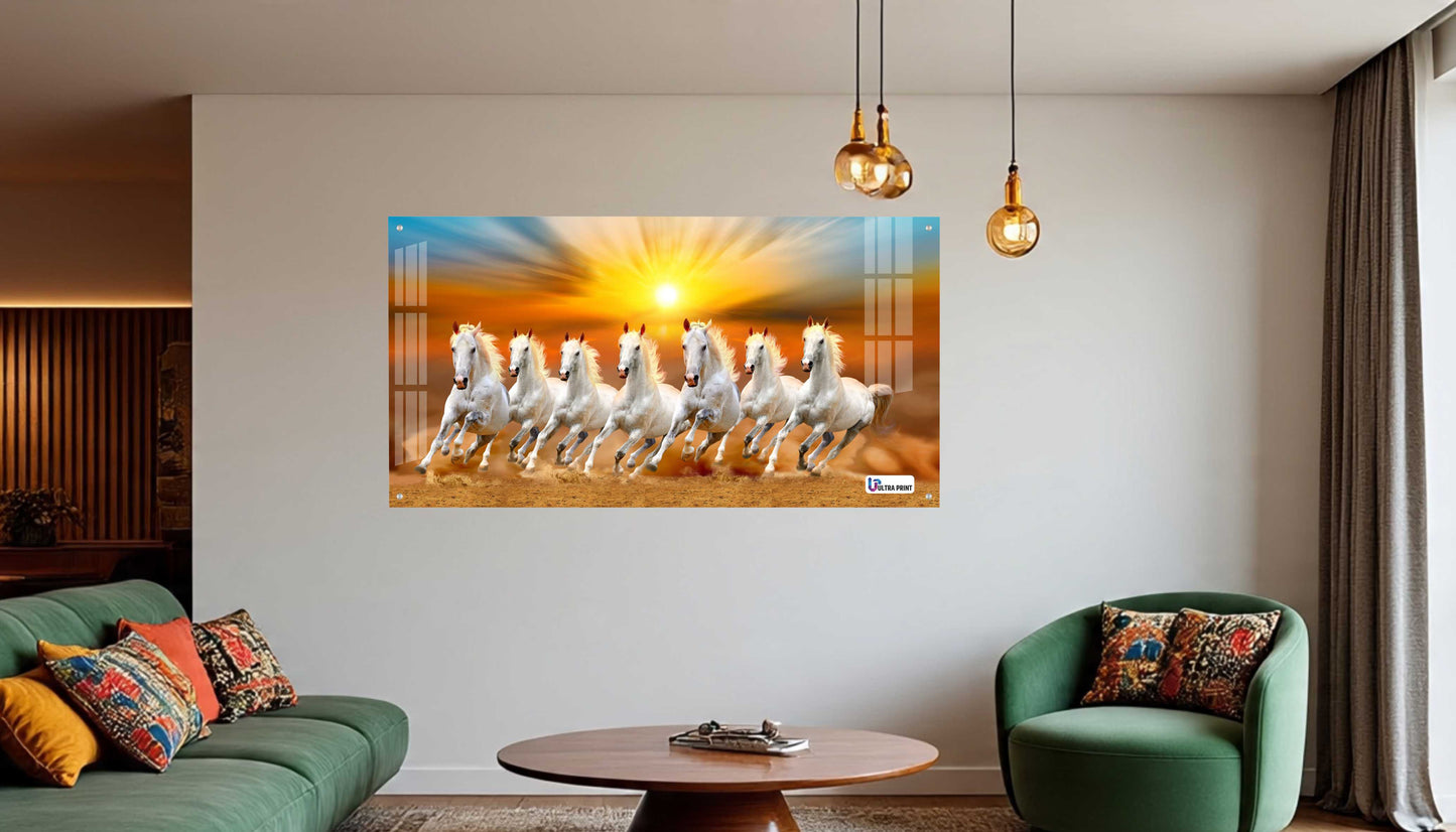 Seven Running White Horses Sunrise Wall Art