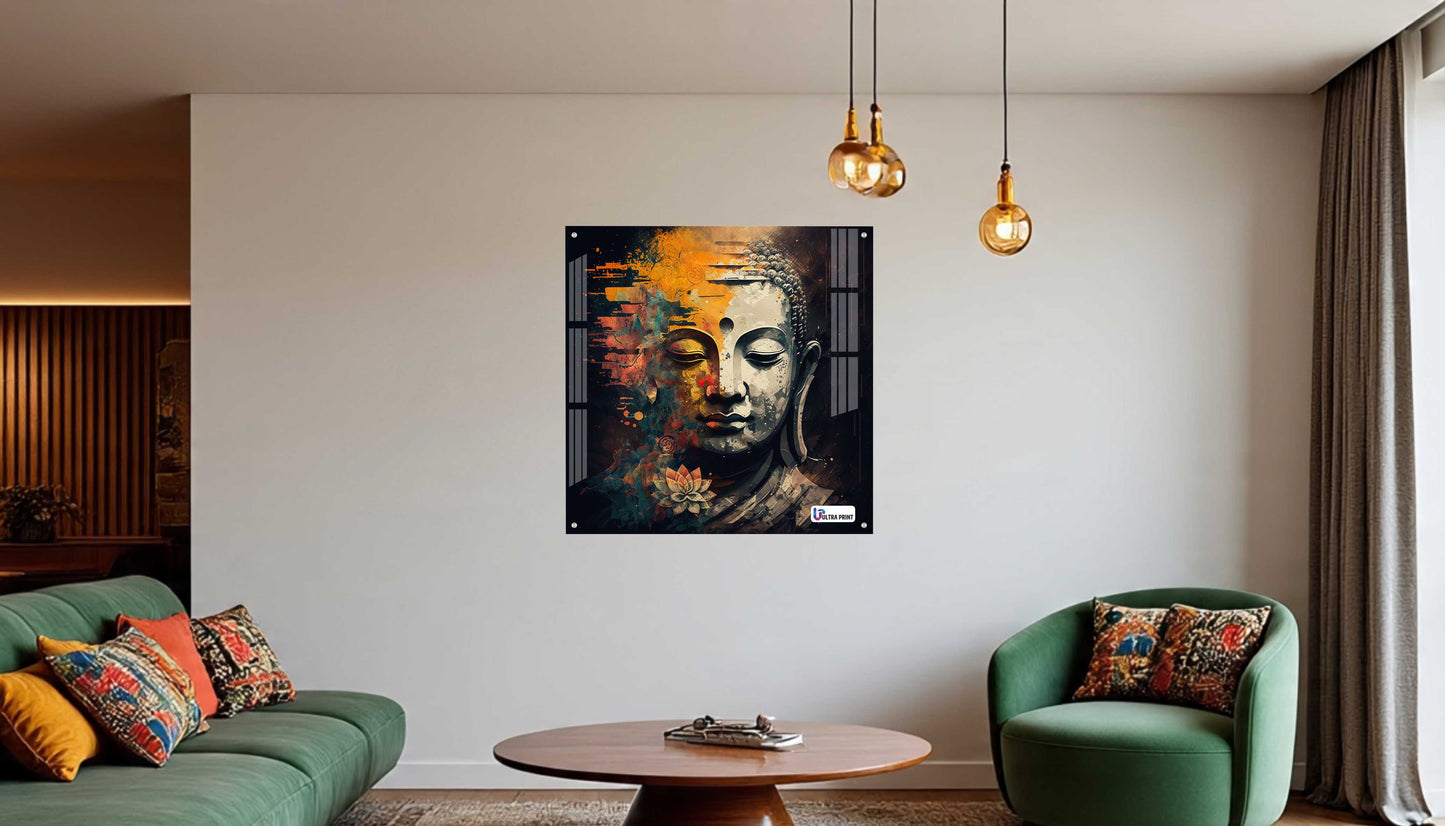 Modern Abstract Buddha Serenity Square Acrylic Wall Art