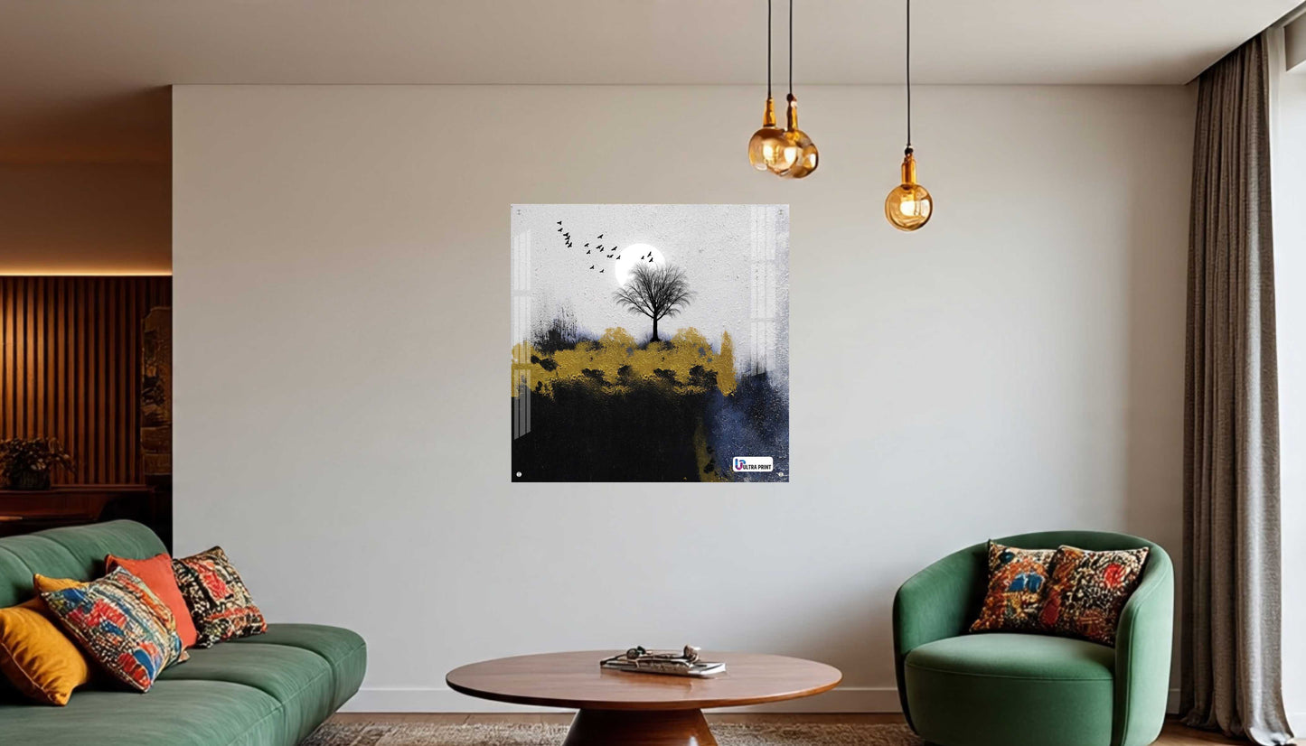 Minimalist Moon Tree Square Acrylic Wall Art