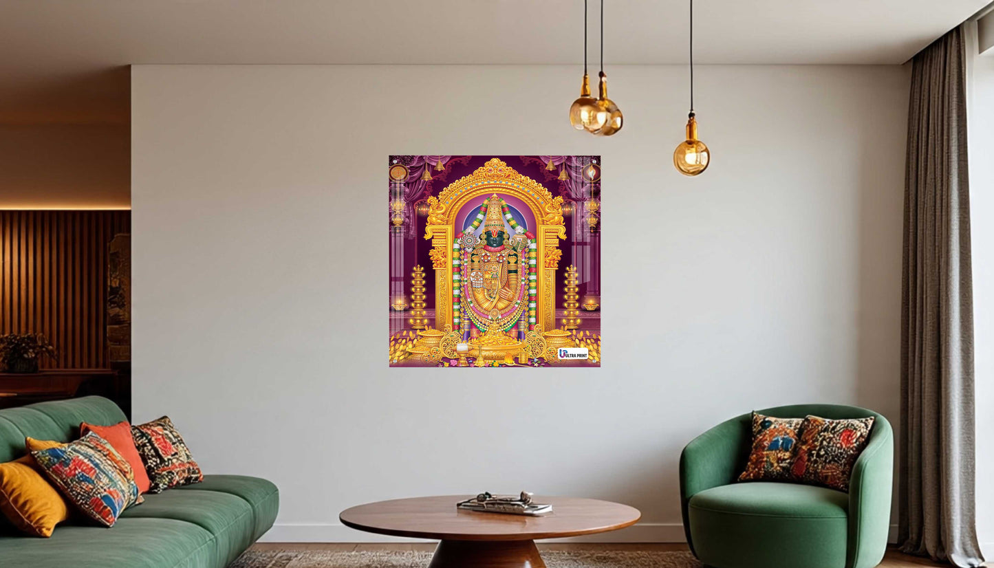 Tirupati Balaji Divine Darshan Square Acrylic Wall Art