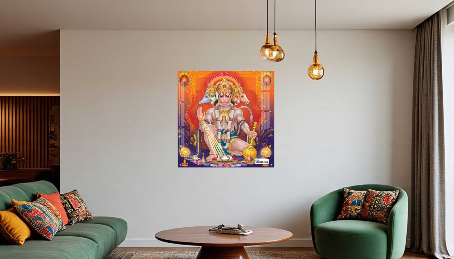 Panchmukhi Hanuman Divine Square Acrylic Wall Art