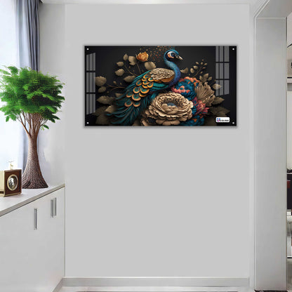 Royal Peacock Floral Acrylic Wall Art
