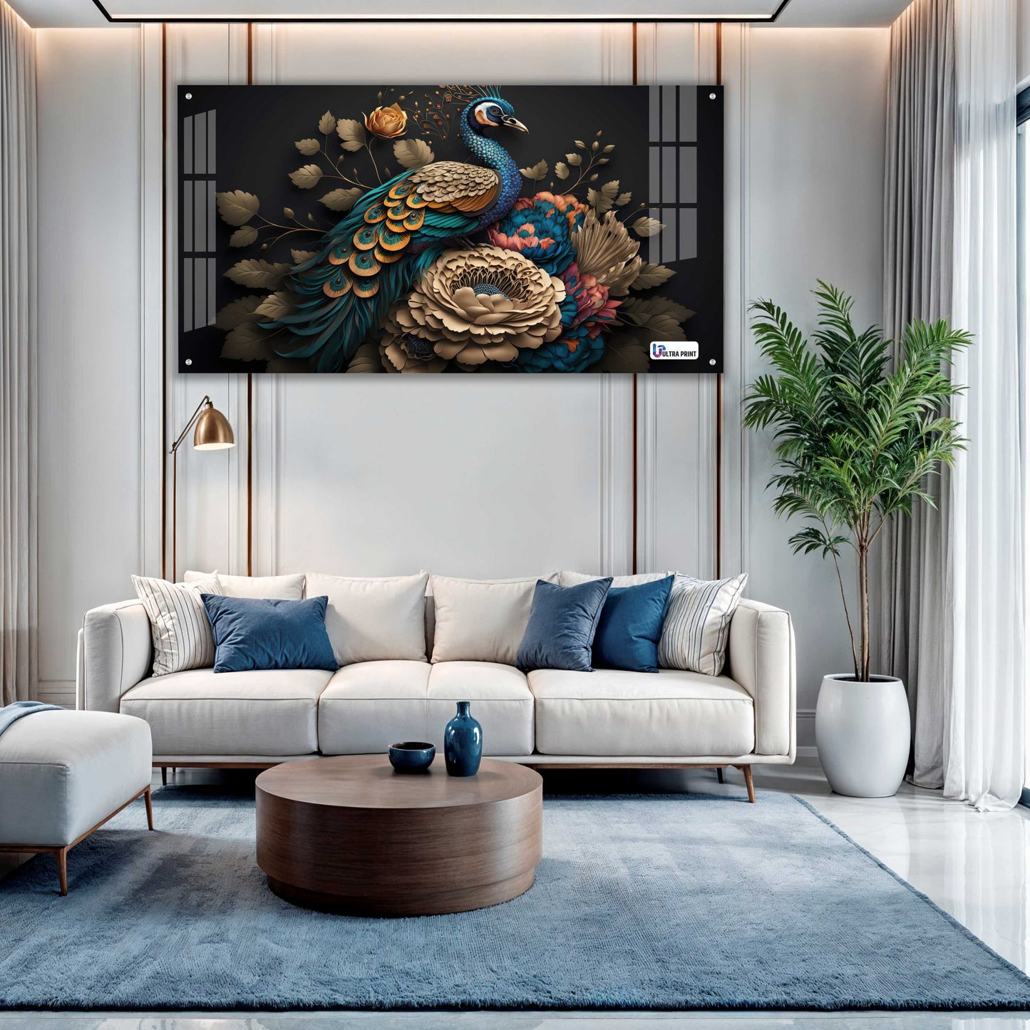 Royal Peacock Floral Acrylic Wall Art
