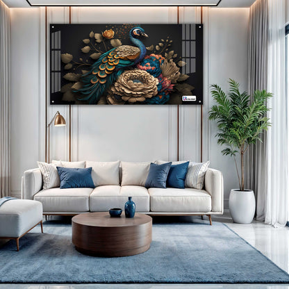 Royal Peacock Floral Acrylic Wall Art