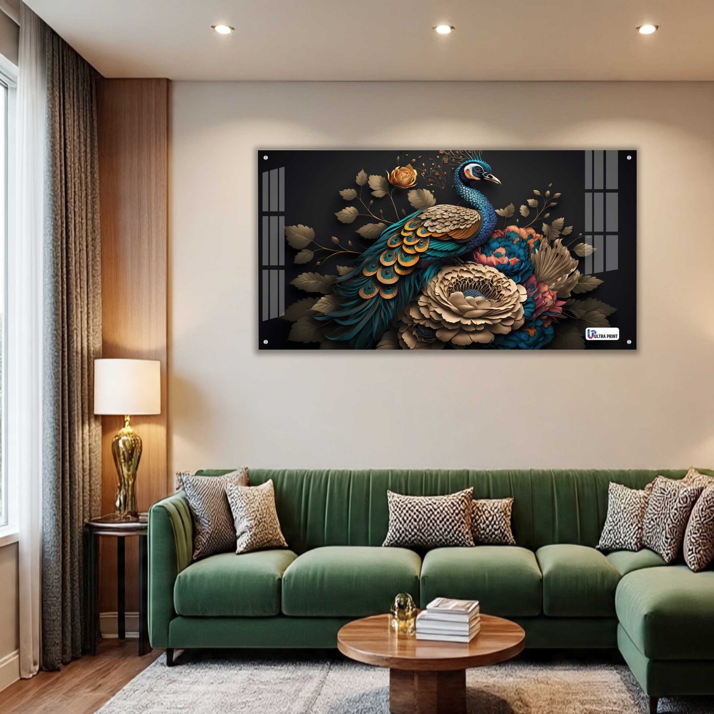 Royal Peacock Floral Acrylic Wall Art