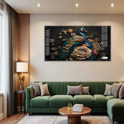 Royal Peacock Floral Acrylic Wall Art