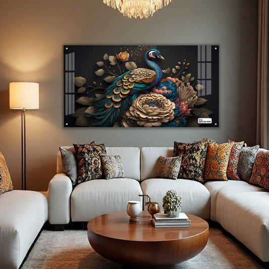 Royal Peacock Floral Acrylic Wall Art