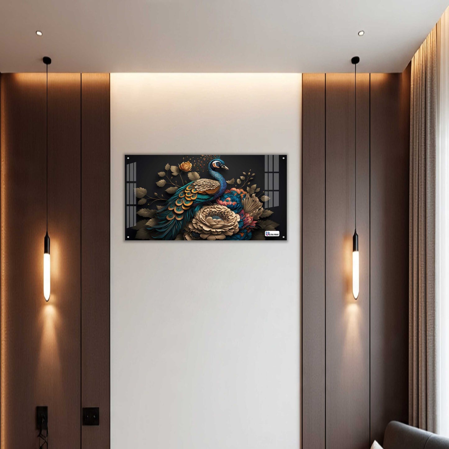 Royal Peacock Floral Acrylic Wall Art