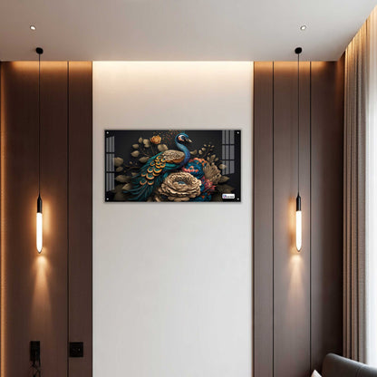Royal Peacock Floral Acrylic Wall Art