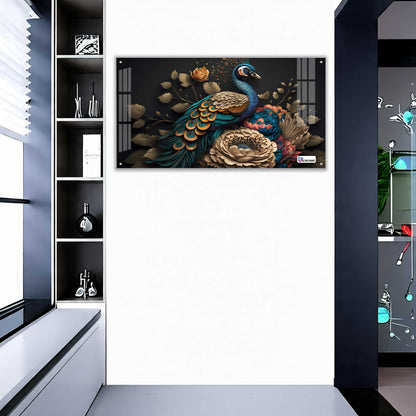 Royal Peacock Floral Acrylic Wall Art