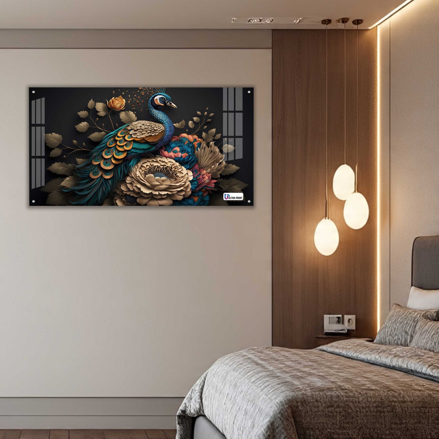 Royal Peacock Floral Acrylic Wall Art