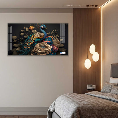Royal Peacock Floral Acrylic Wall Art
