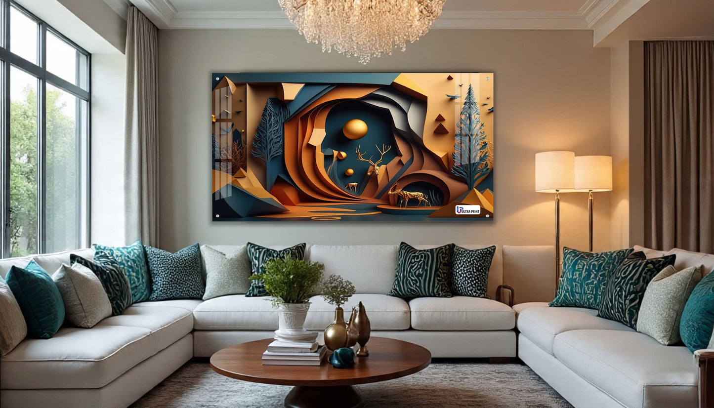 Abstract Canyon Deer Acrylic Wall Art
