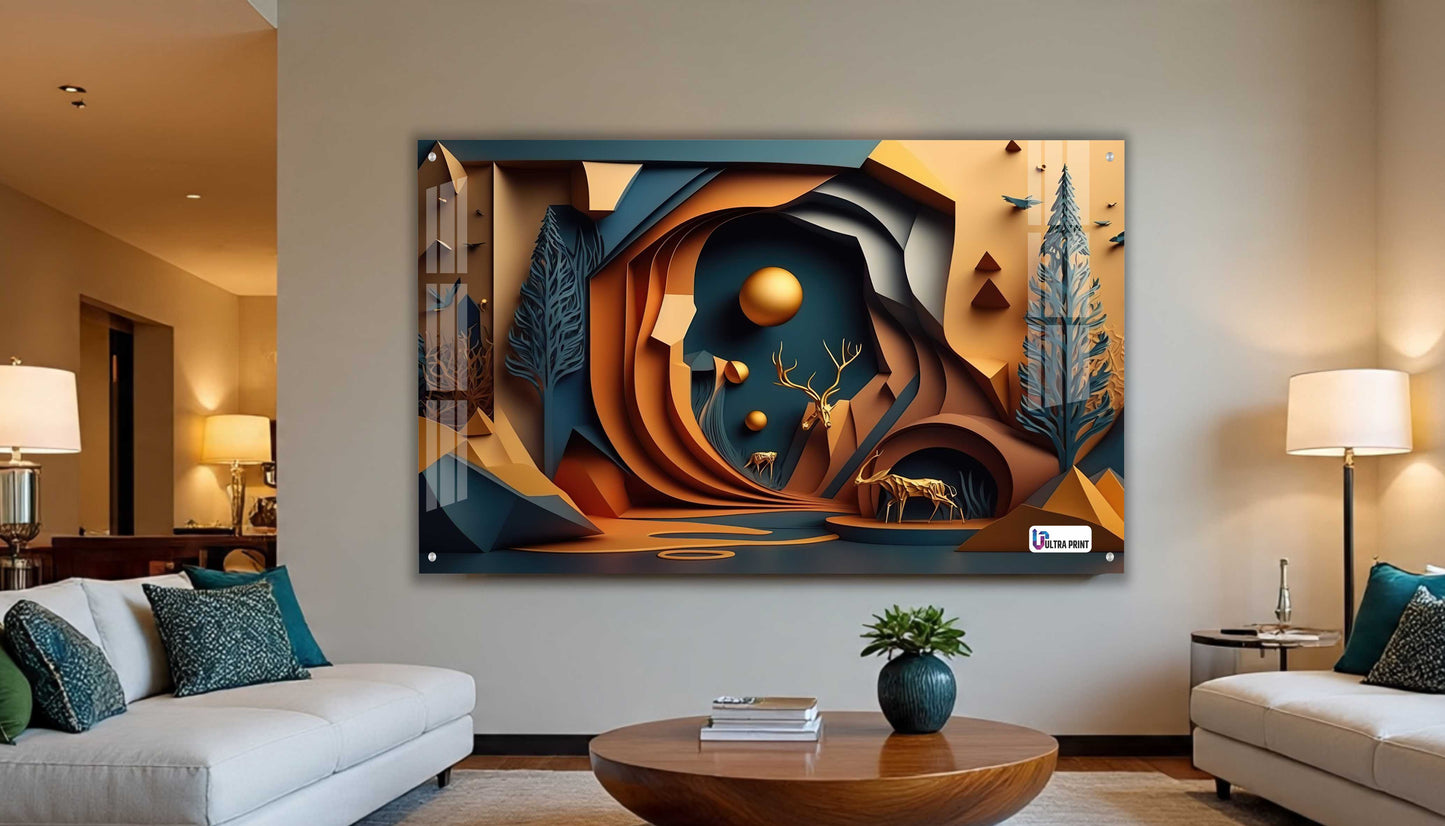 Abstract Canyon Deer Acrylic Wall Art