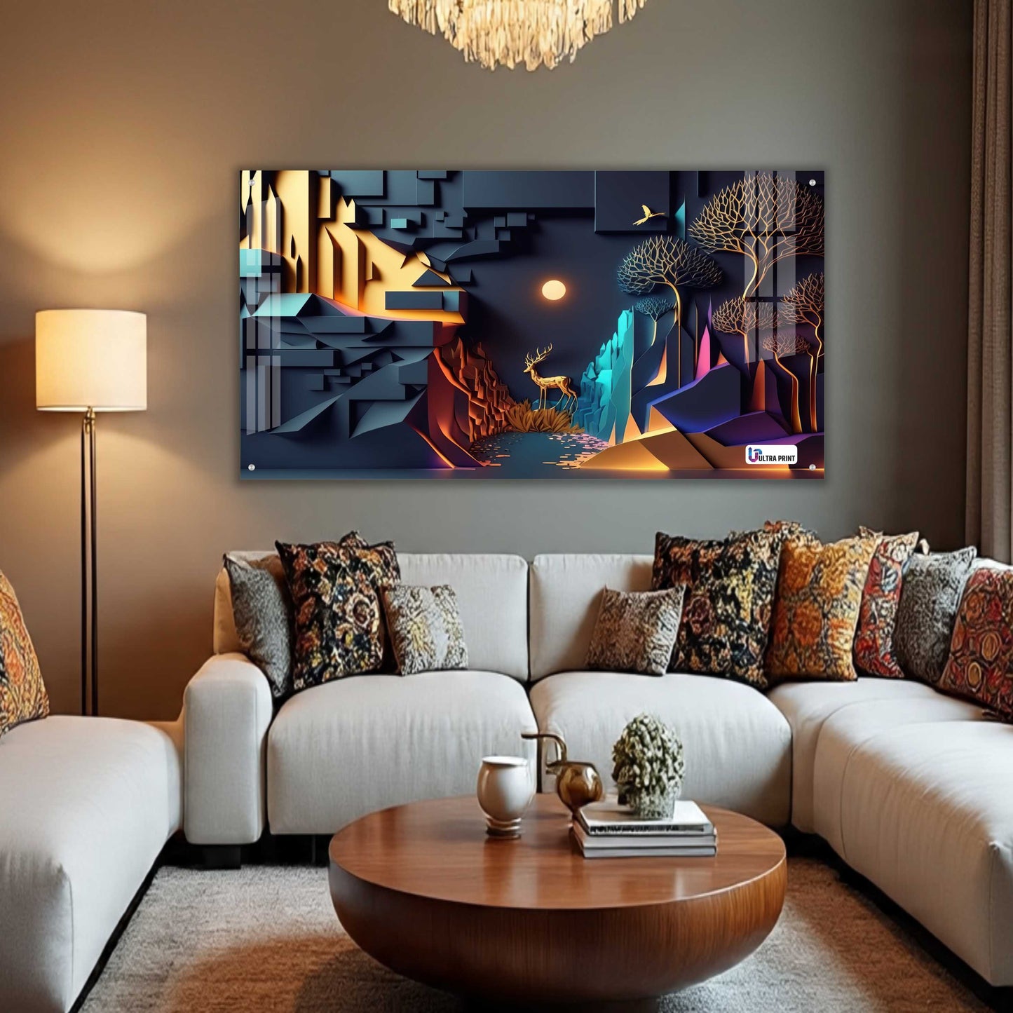 Modern Geometric Canyon Deer Acrylic Wall Art
