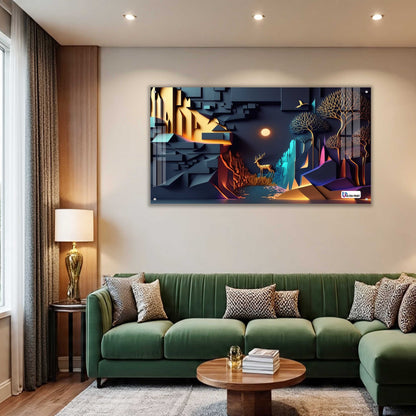 Modern Geometric Canyon Deer Acrylic Wall Art