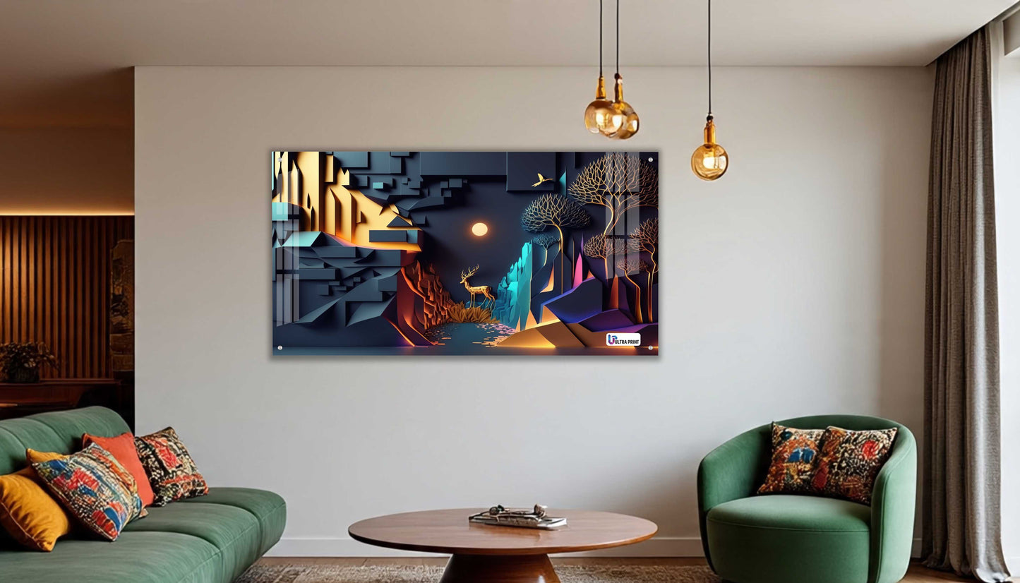 Modern Geometric Canyon Deer Acrylic Wall Art
