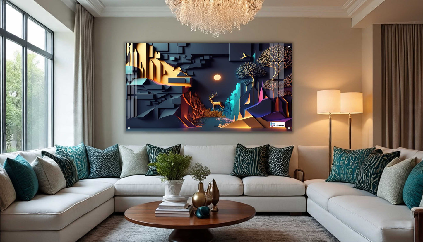 Modern Geometric Canyon Deer Acrylic Wall Art