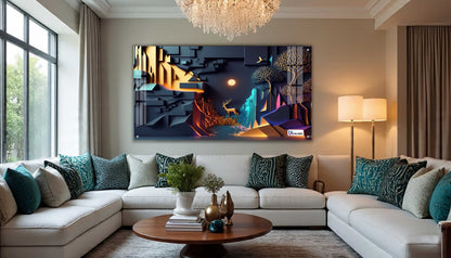 Modern Geometric Canyon Deer Acrylic Wall Art