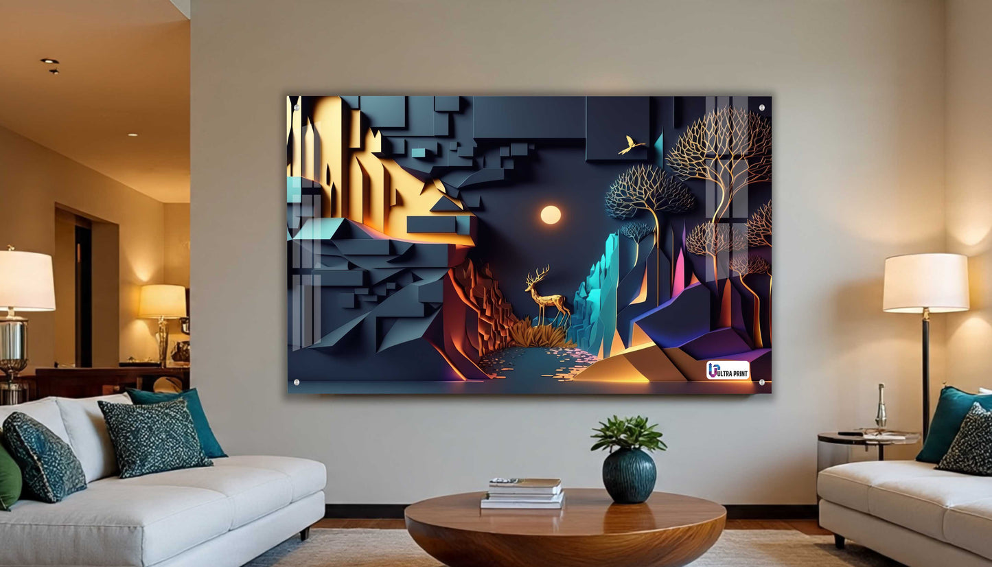 Modern Geometric Canyon Deer Acrylic Wall Art