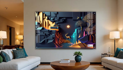 Modern Geometric Canyon Deer Acrylic Wall Art
