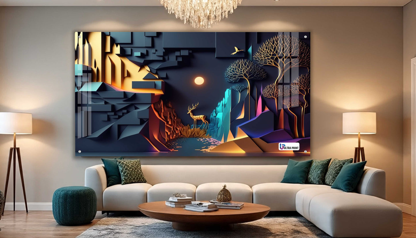 Modern Geometric Canyon Deer Acrylic Wall Art