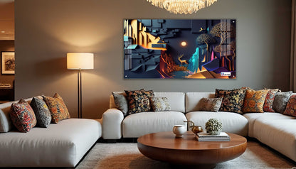 Modern Geometric Canyon Deer Acrylic Wall Art