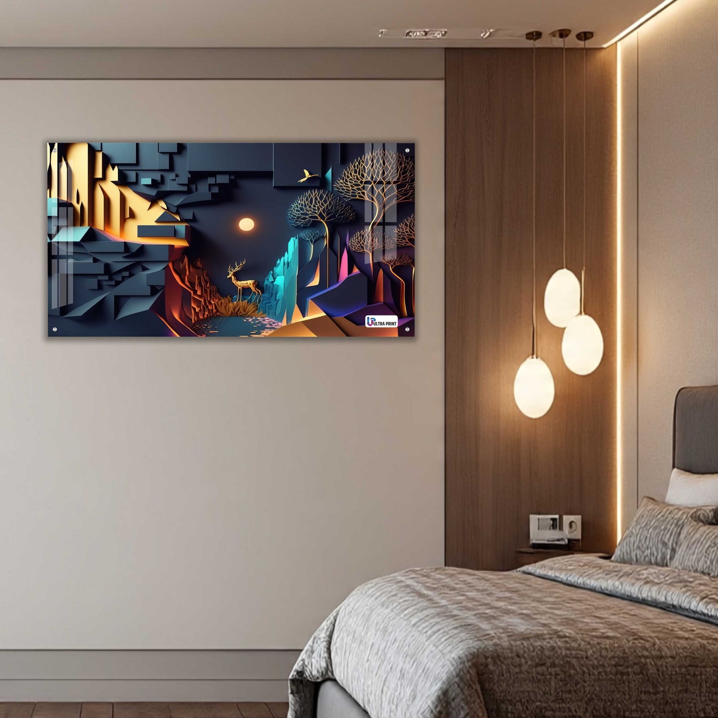 Modern Geometric Canyon Deer Acrylic Wall Art
