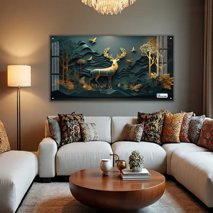 Majestic Golden Stag Acrylic Wall Art