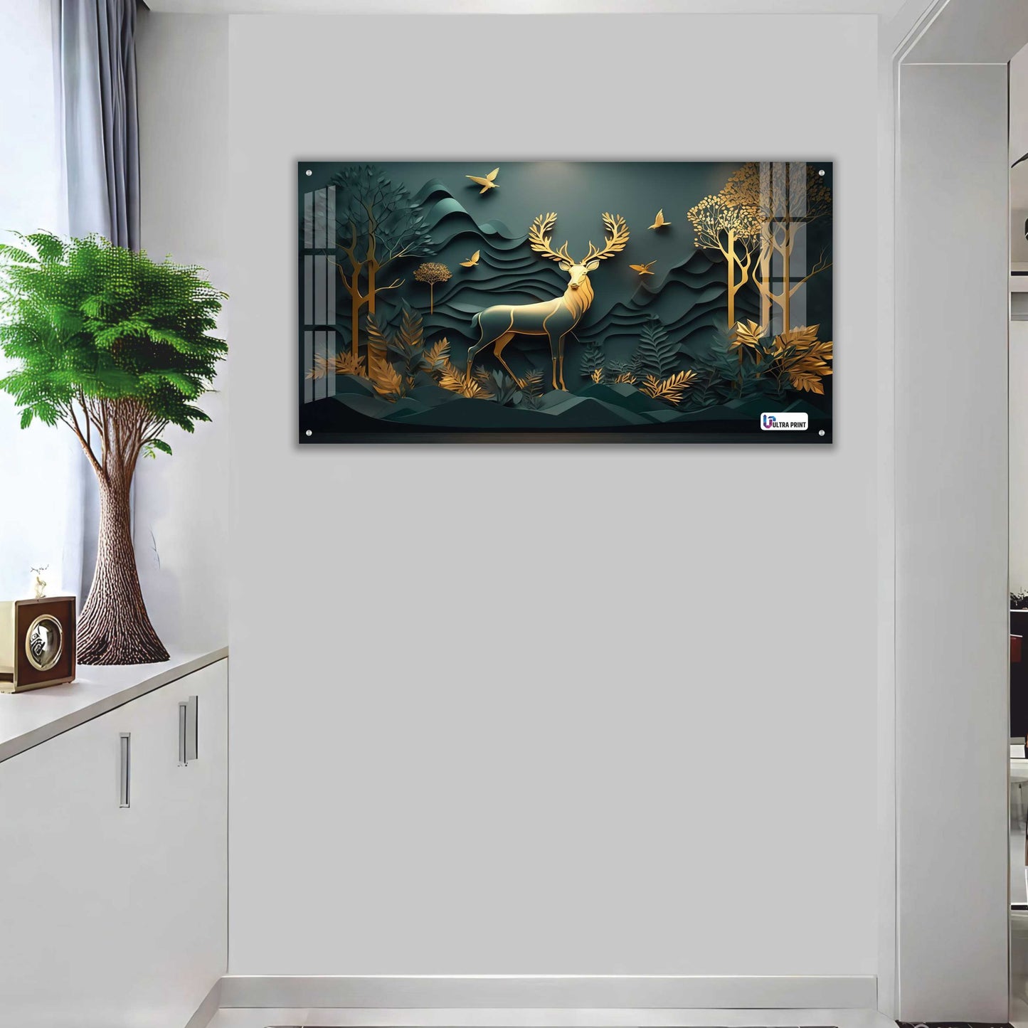 Majestic Golden Stag Acrylic Wall Art