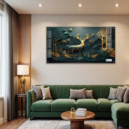 Majestic Golden Stag Acrylic Wall Art