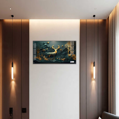Majestic Golden Stag Acrylic Wall Art