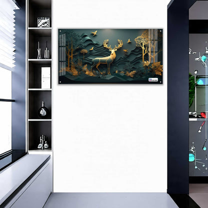 Majestic Golden Stag Acrylic Wall Art