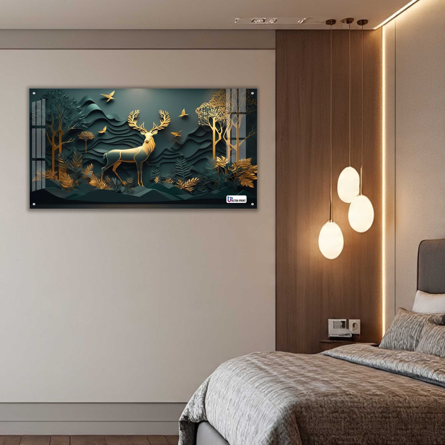 Majestic Golden Stag Acrylic Wall Art