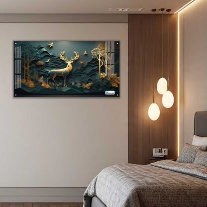 Majestic Golden Stag Acrylic Wall Art