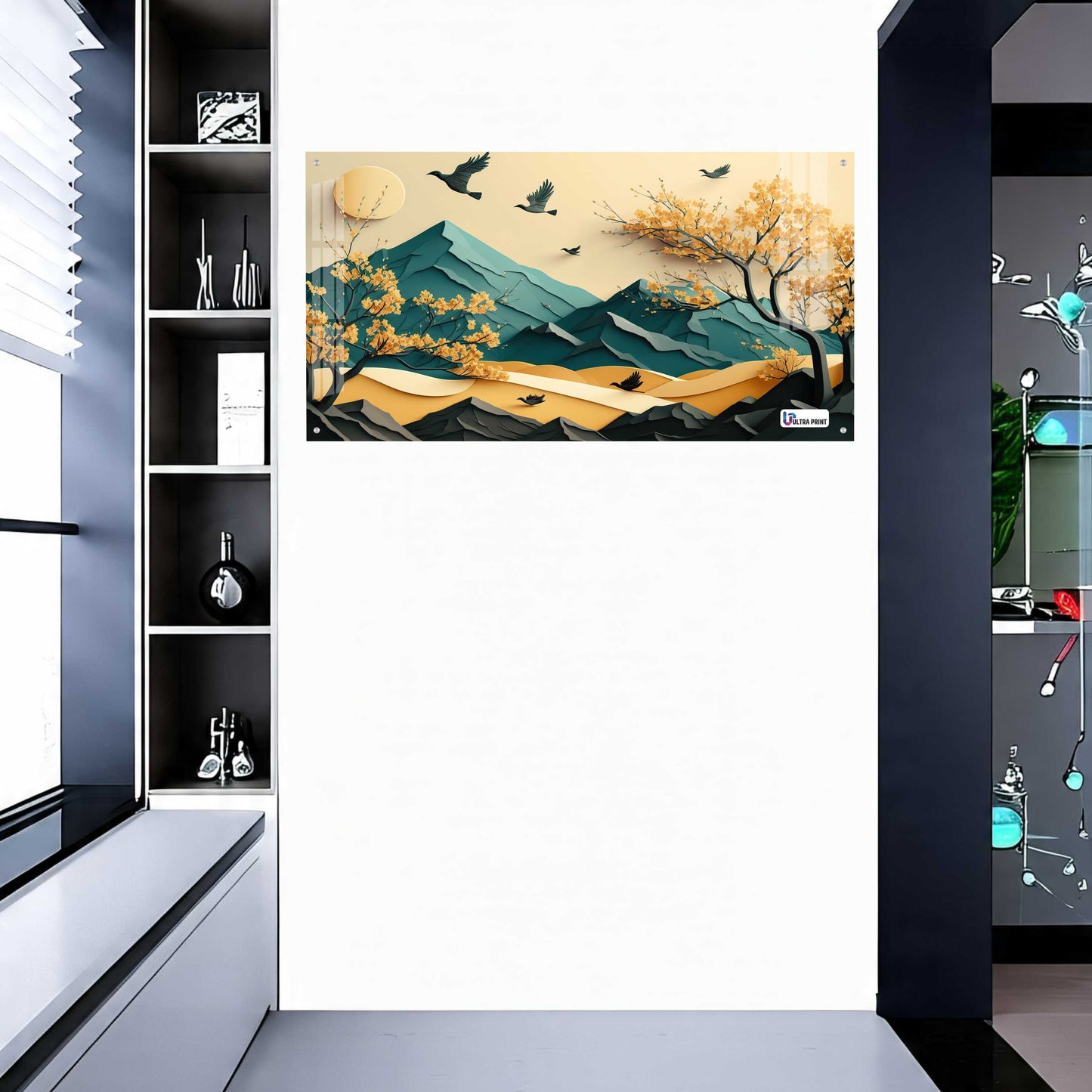 Golden Autumn Mountain Acrylic Wall Art
