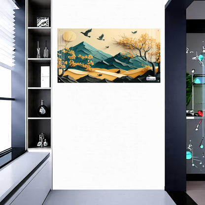 Golden Autumn Mountain Acrylic Wall Art