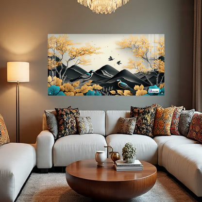 Autumn Birds Mountain Acrylic Wall Art