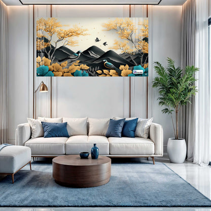 Autumn Birds Mountain Acrylic Wall Art