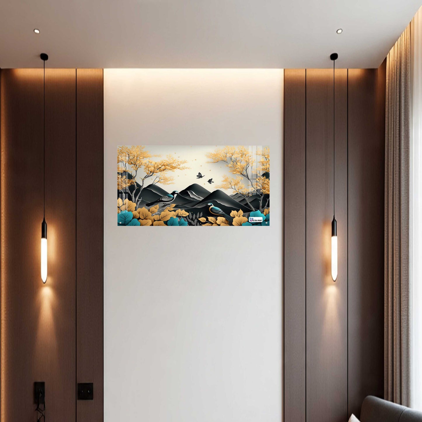 Autumn Birds Mountain Acrylic Wall Art