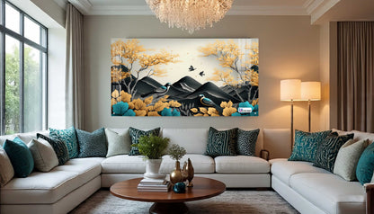 Autumn Birds Mountain Acrylic Wall Art