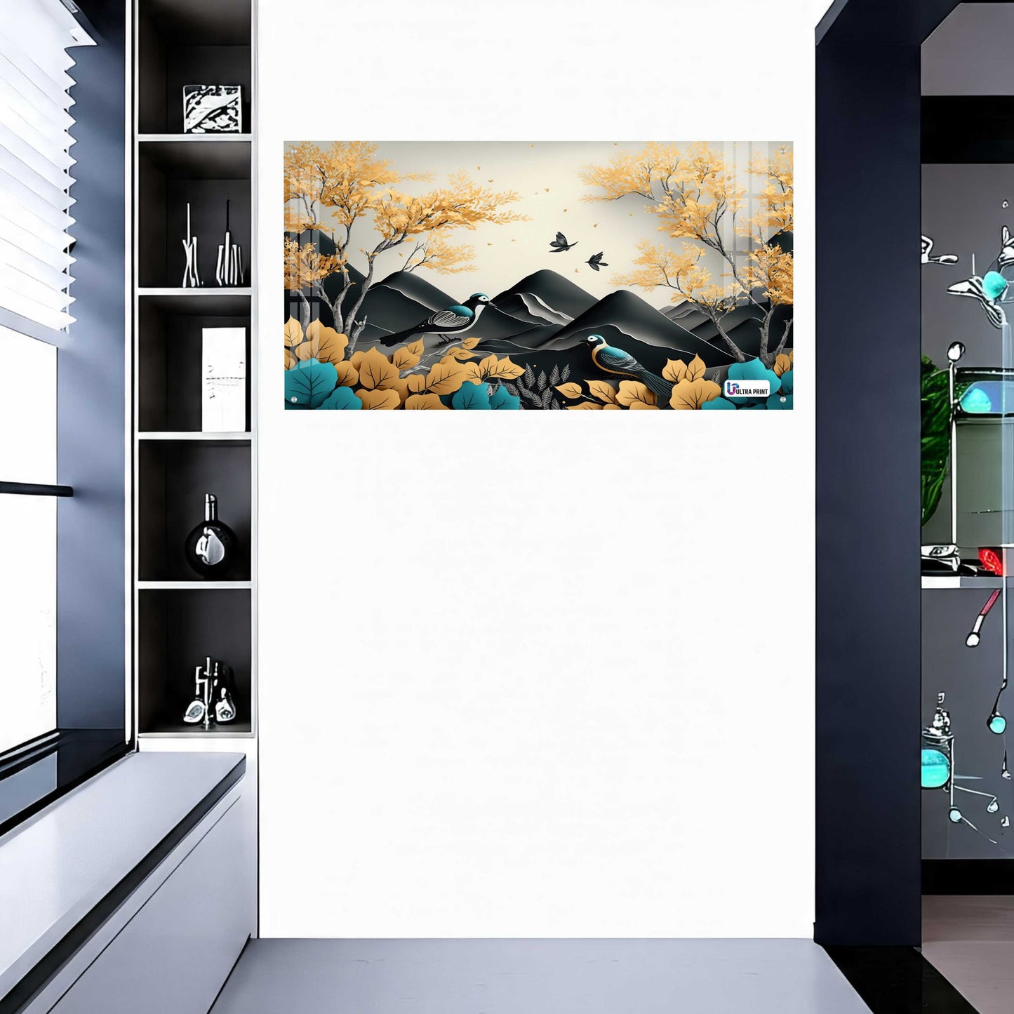Autumn Birds Mountain Acrylic Wall Art