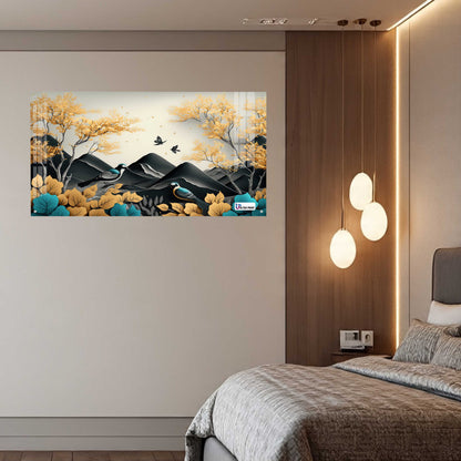 Autumn Birds Mountain Acrylic Wall Art
