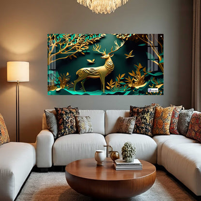 Elegant Golden Deer Acrylic Wall Art