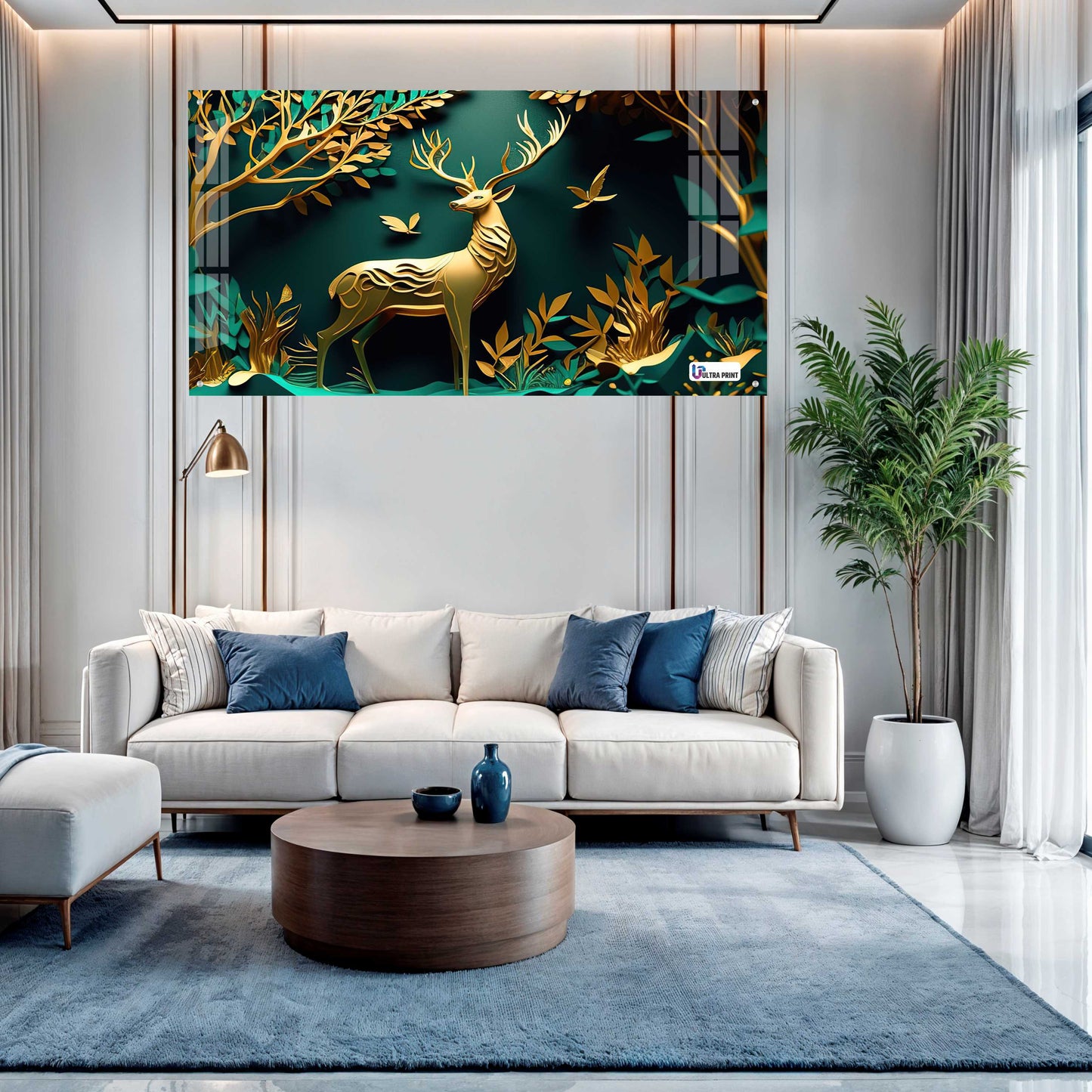 Elegant Golden Deer Acrylic Wall Art