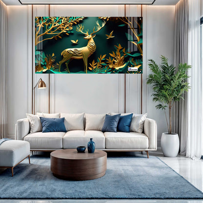 Elegant Golden Deer Acrylic Wall Art