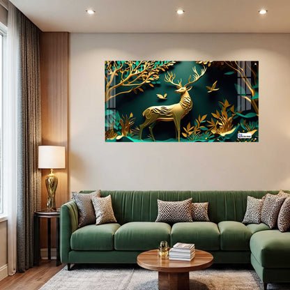 Elegant Golden Deer Acrylic Wall Art